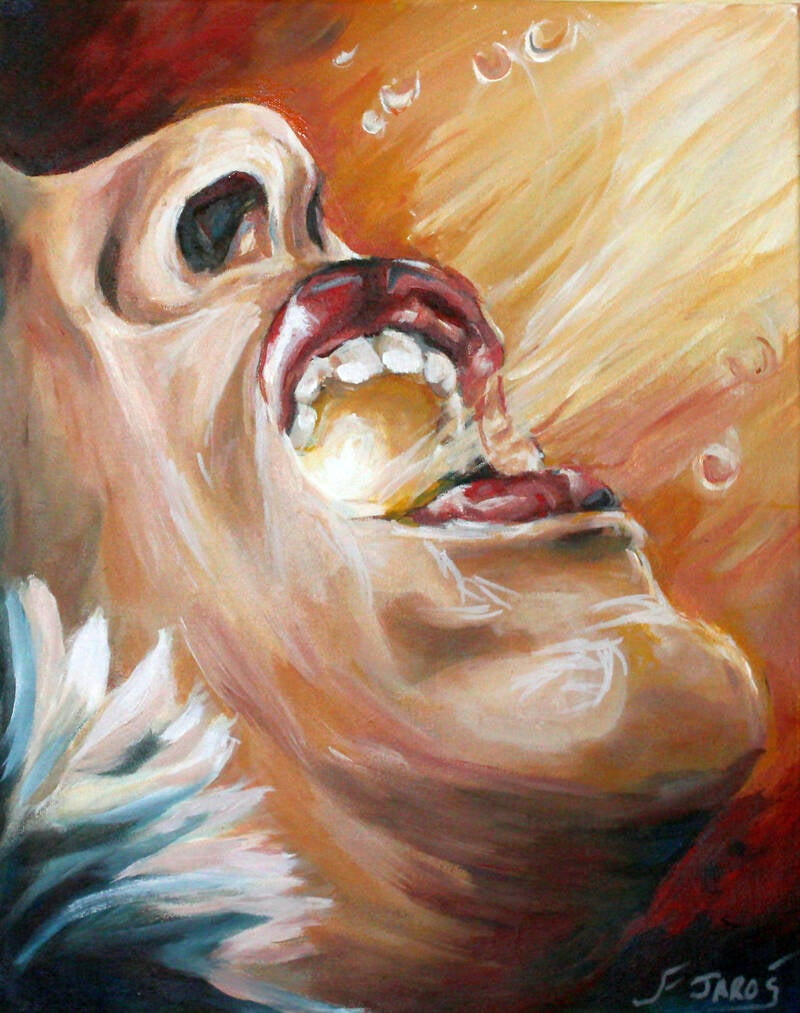 Vocal Chords  Acrylic 16" x 20 " / 40.5 cm x  51 cm JF Jaros
