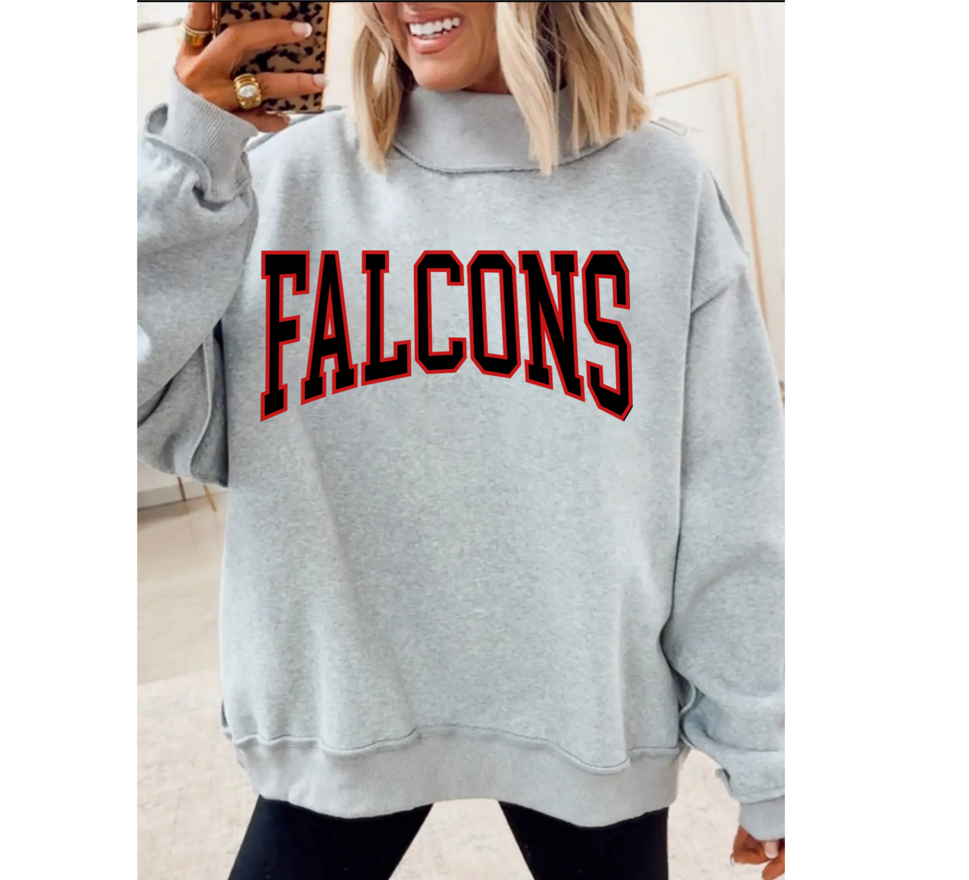 Oversized Reversible Mock Neck Sweatshirt
