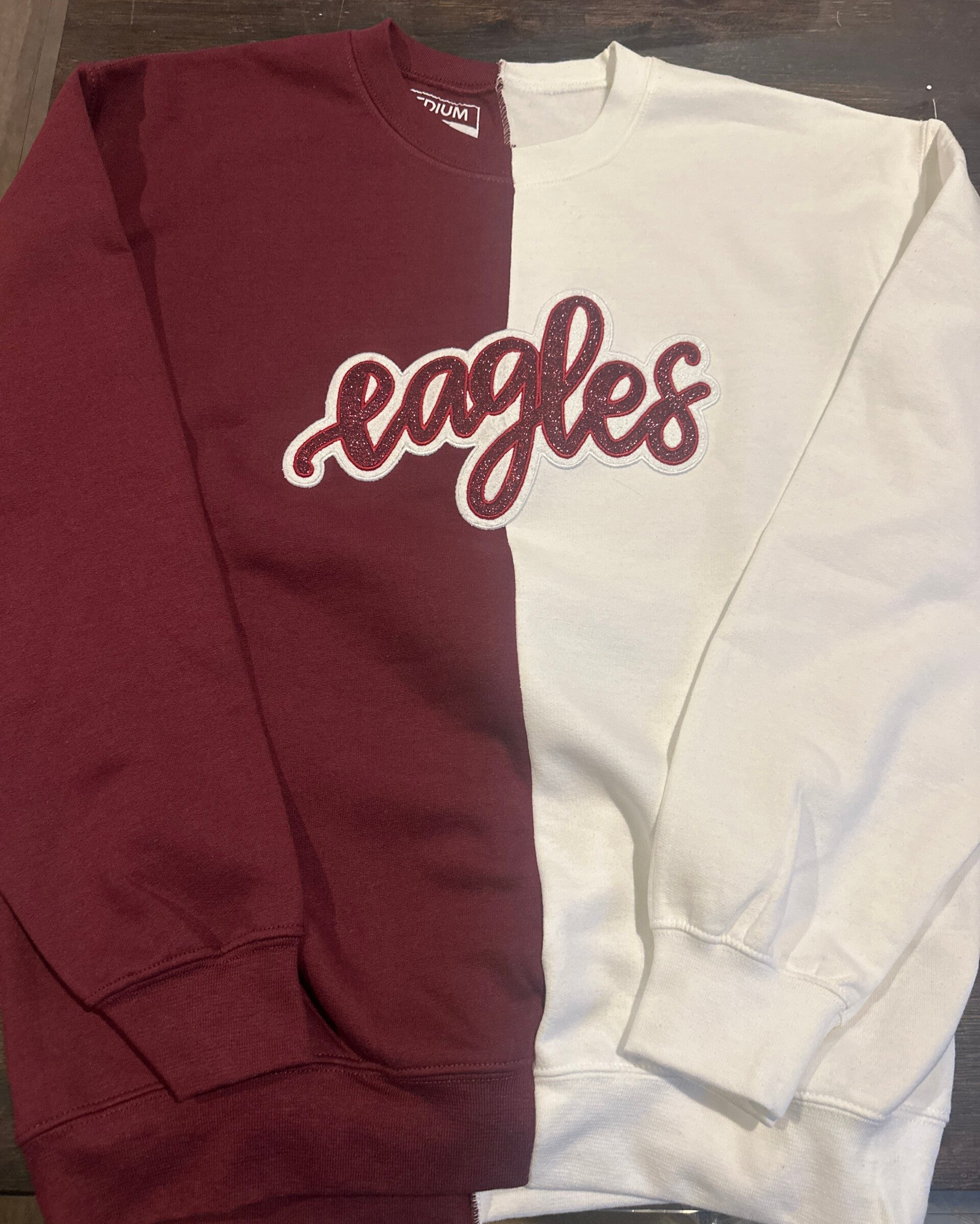 Eagles Embroidered Maroon/White Split Colored Sweatshirt