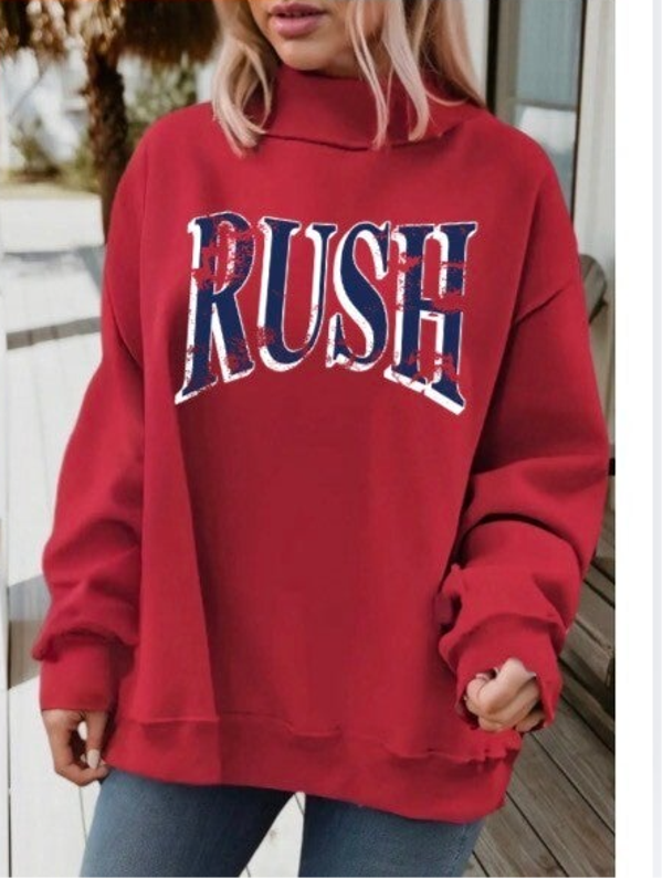 Red Oversized Reversible Mock Neck Sweatshirt
