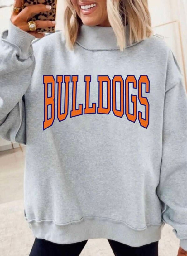 Bulldogs Oversized Reversible Mock Neck Sweatshirt
