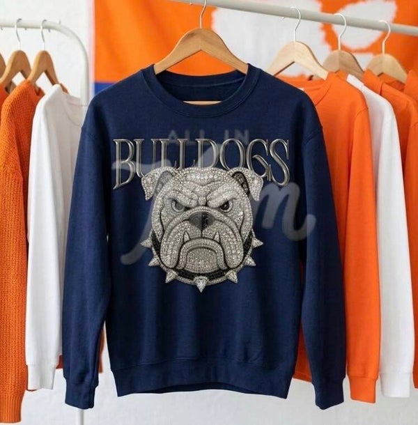Faux Rhinestone Bulldogs