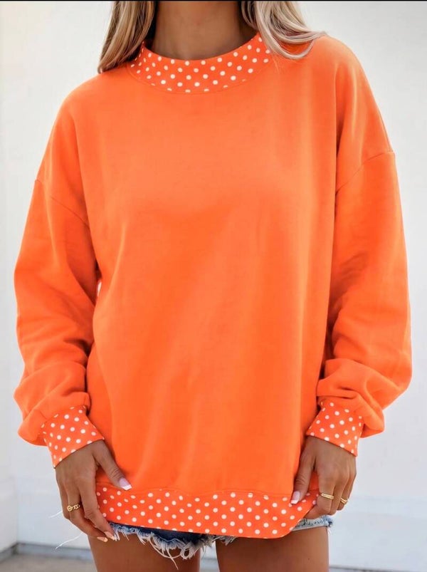 Orange Oversized Mock Neck Sweatshirt