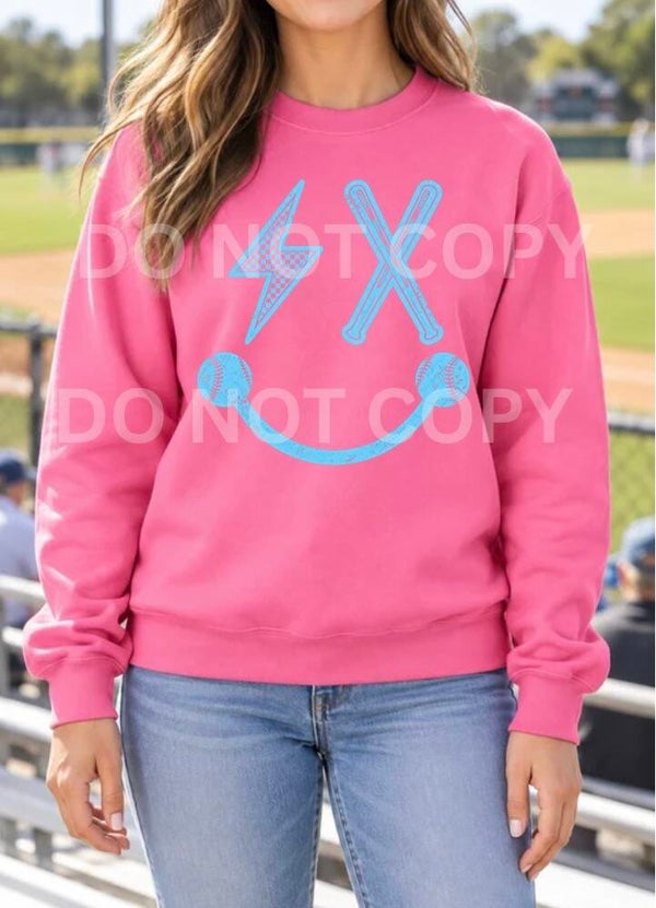 Baseball Smiley Face Crewneck