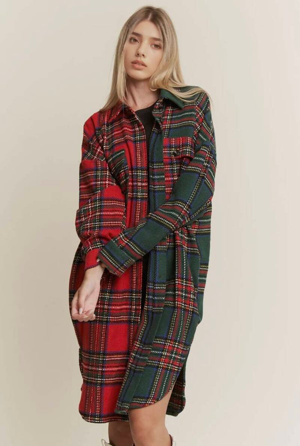 Christmas Flannel Long Shirt Jacket