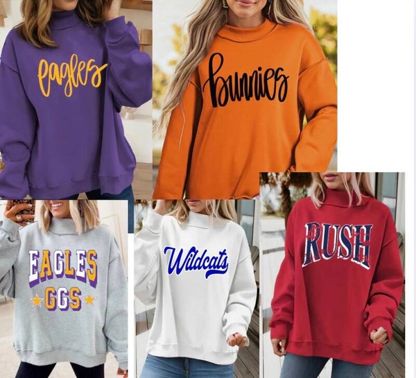 Oversized Reversible Mock Neck Sweatshirt