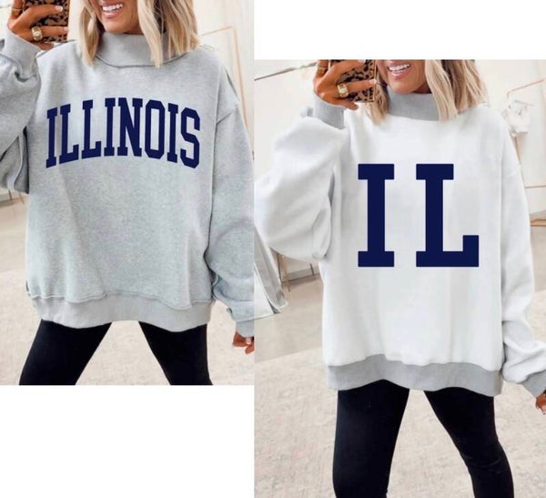 Illinois Oversized Reversible Mock Neck Sweatshirt