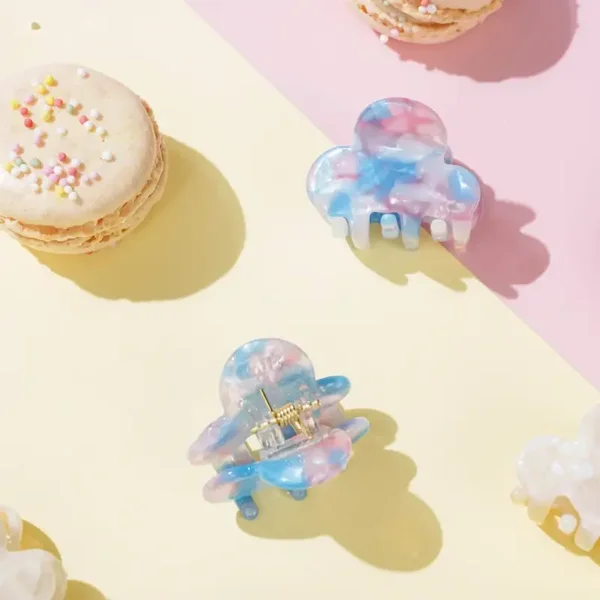 Luna clip Marmer blauw/ roze