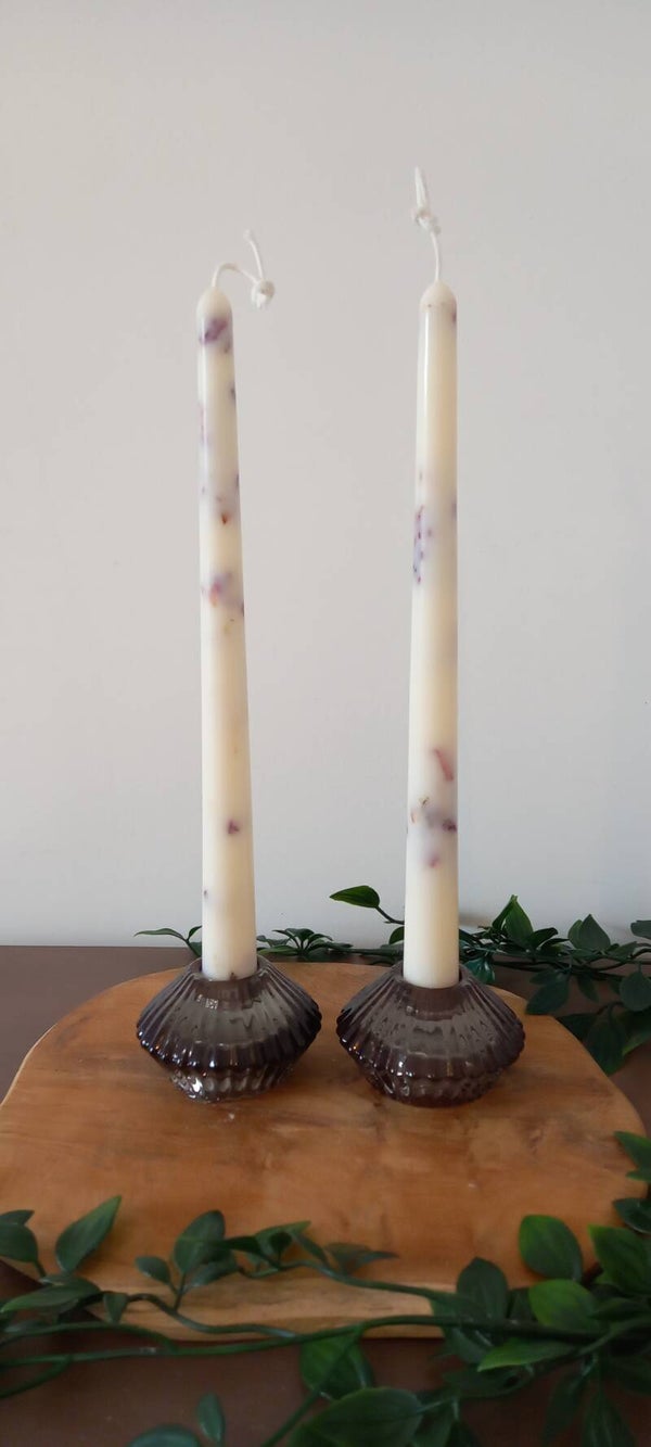 Cierge Fuseau Fleurs séchées Lot de 2