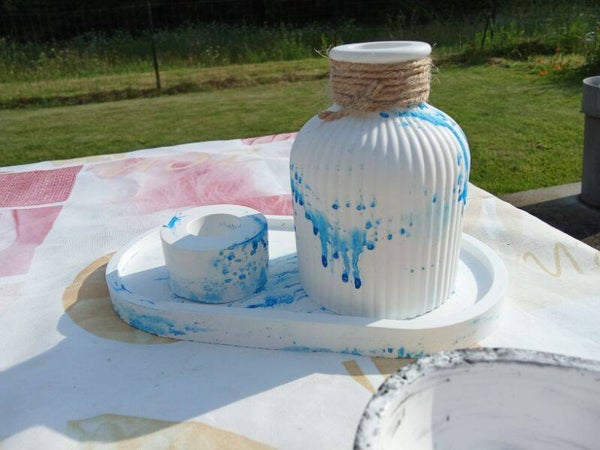 Ensemble Vase et bougeoir sur plateau