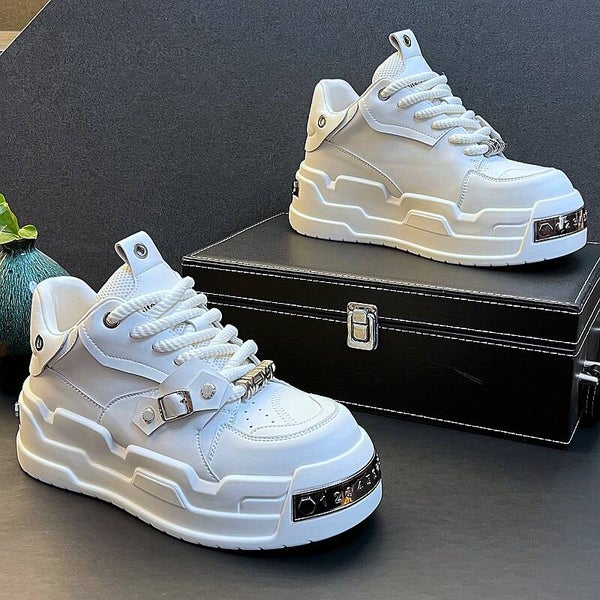 Men's Casual All-Season White Sneakers Retro