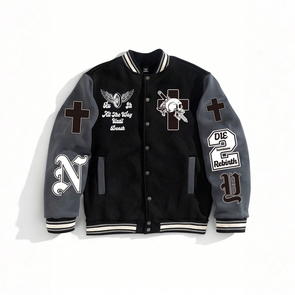 High-Quality Mens Black Lettermen Jacket