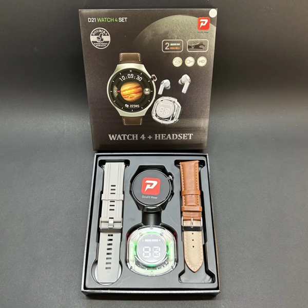 D21 WATCH 4 SET Smart Watches With Earbuds Dual Watchbands