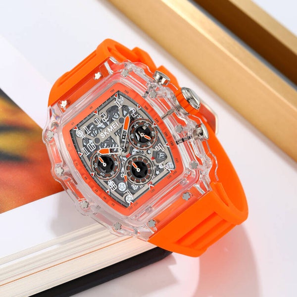 New Design Luxury Men Wrist Watch Transparent Case Silicone