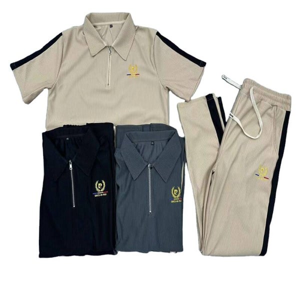 Collar Sports Man Short Sleeve Polo Cotton Clothes T Shirts Set for Men