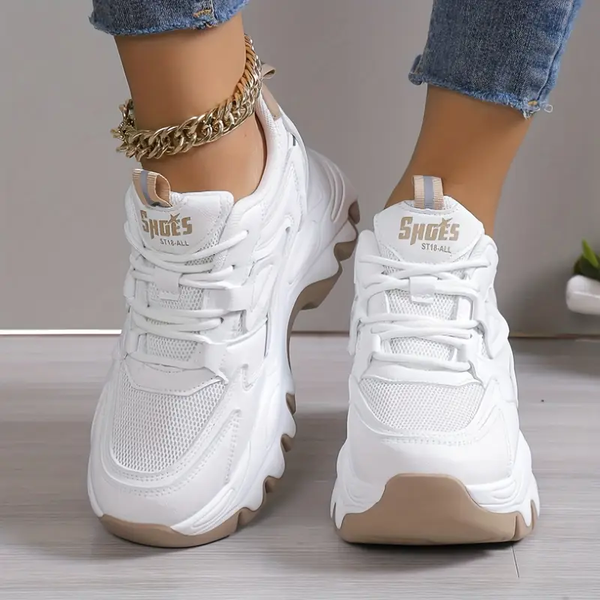 Women'S Stylish White Mesh Sneakers