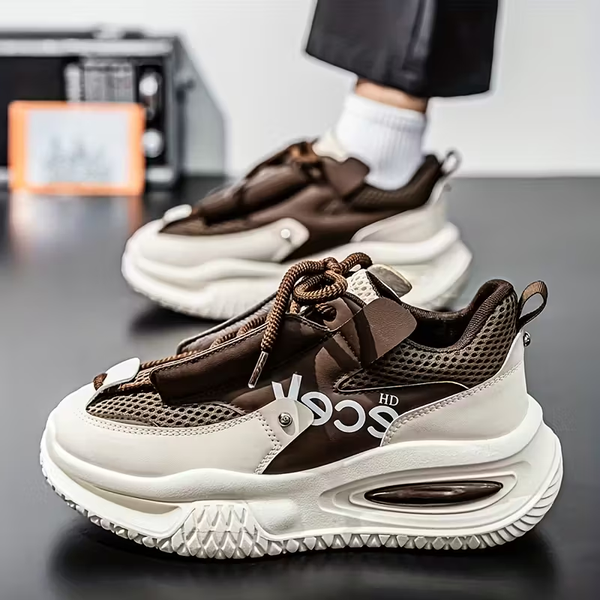 Men's Casual Sneakers - Breathable Mesh & PU Upper