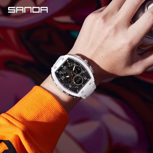 SANDA Men'S Sporty Digital Watch, 50m Waterproof, Alarm Clock, Stopwatch