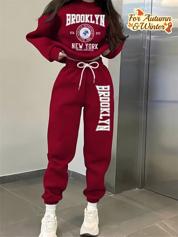 Women'S Two-Piece Crewneck Hoodie And Sweatpants