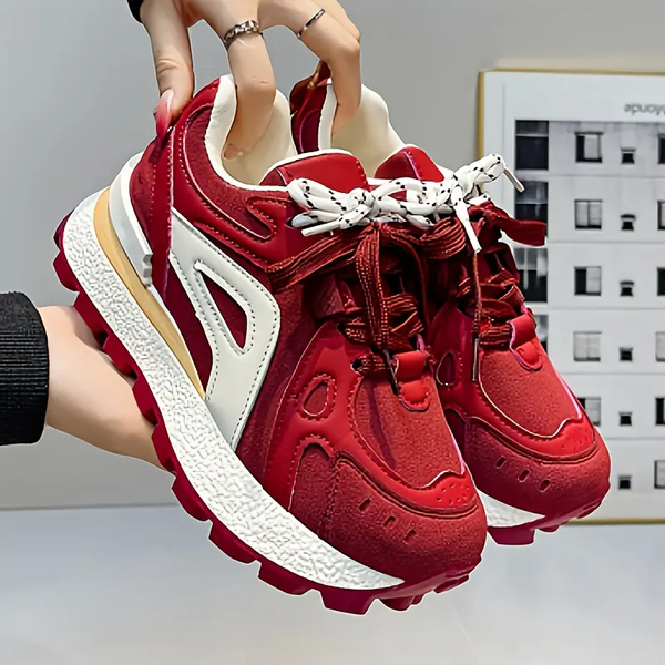 Women's Burgundy & White Sneakers