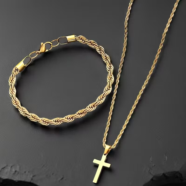 2pcs Bracelet + Pendant Necklace Set - Stylish Unisex 202