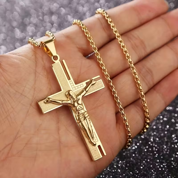 Men's Jesus Christ Necklace - 18K Gold Plated Plated
