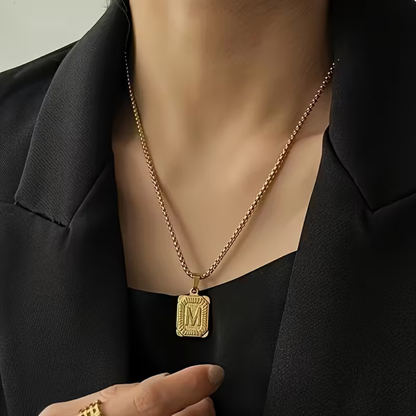 18K Golden Plated Alphabet Pendant Necklace for Women