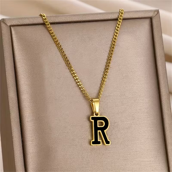 1pc 1 Golden Plated Initial Necklace - A-Z Letter (A-Z)