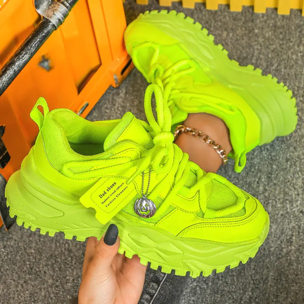 Women'S Neon Green Platform Sneakers
