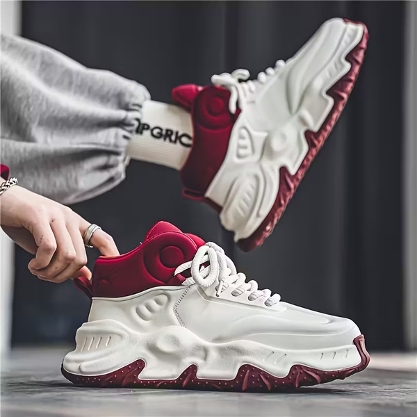 Men's Mid-Top Casual Sneakers - Breathable PU Upper