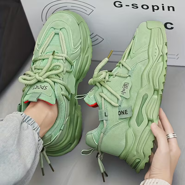 Men'S Light Green Casual Sneakers - Low-Top Lace-Up