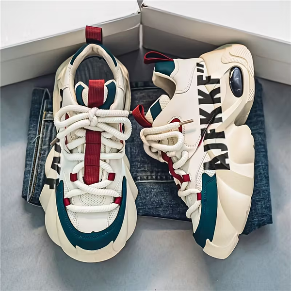 Men'S Breathable PU Sneakers with Cushioned