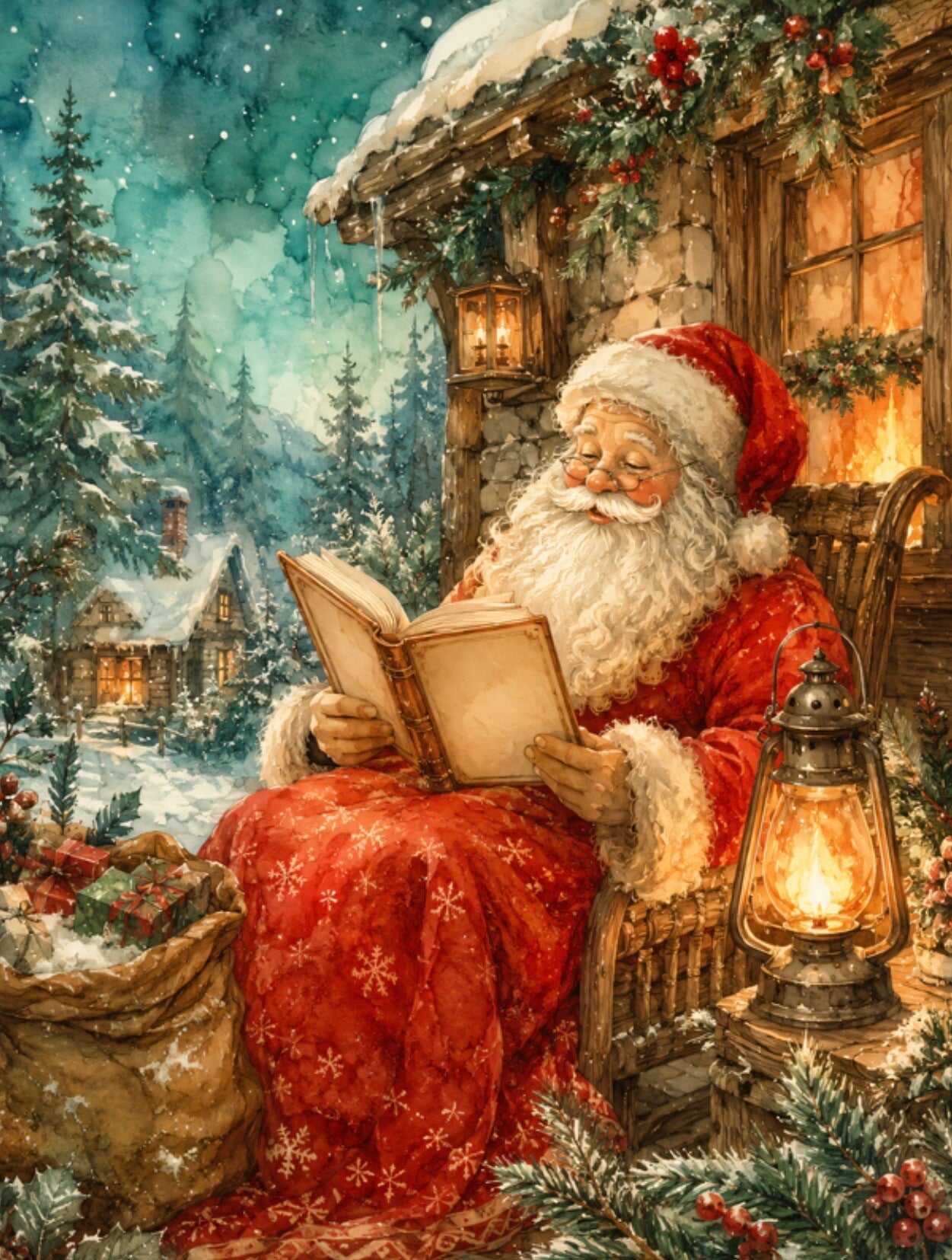 Santa Reading his Book