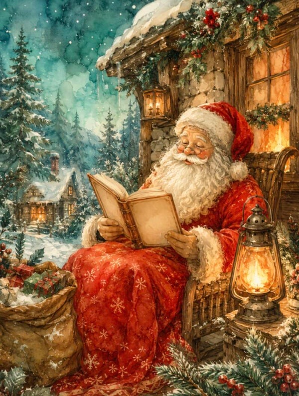 Santa Reading his Book