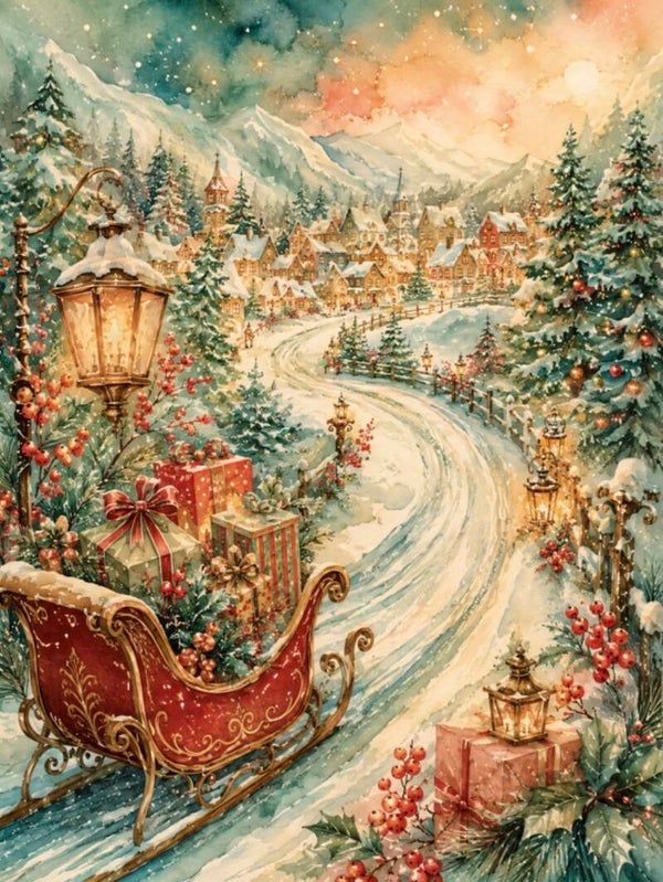 Snowy Village Path