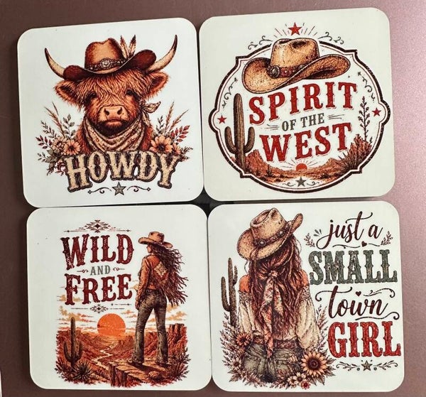 Western Themed Coasters Set of 4