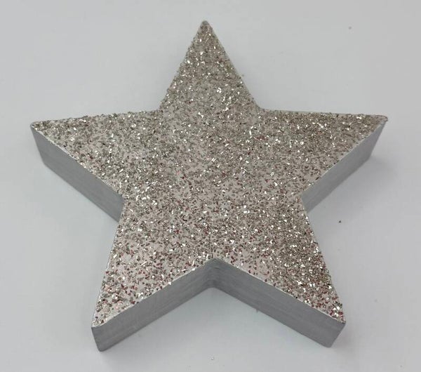 Holzstern Weiss mit Glizer