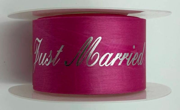 Just Married Band Pink mit Silberschrift