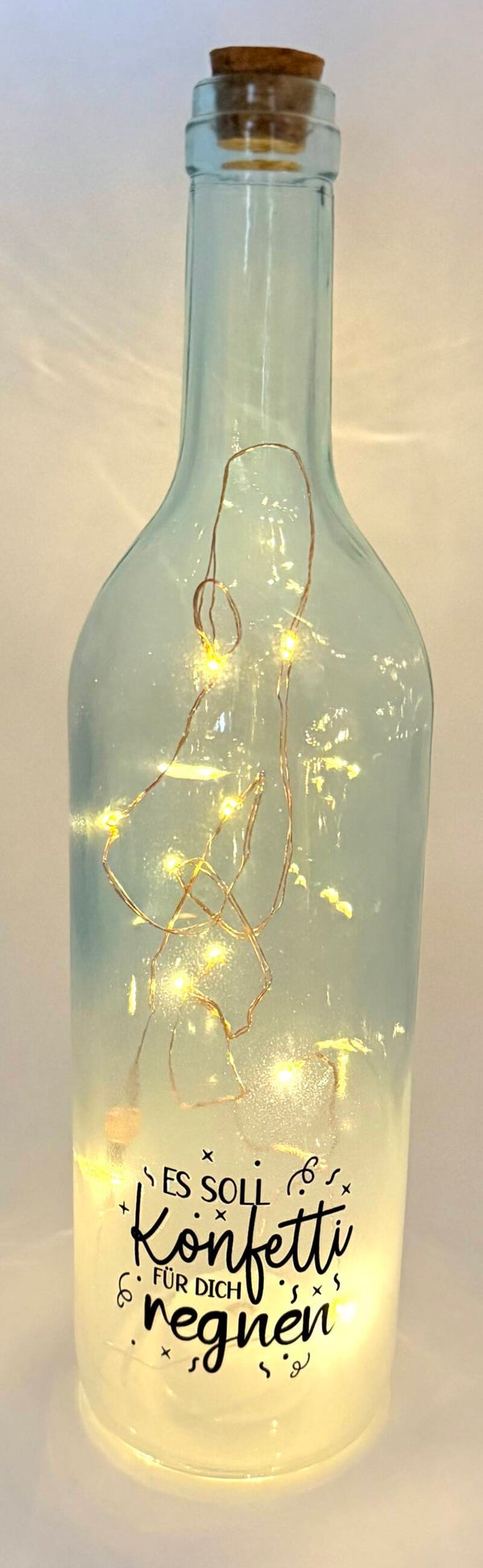 Glasflasche beleuchtbar mit Spruch