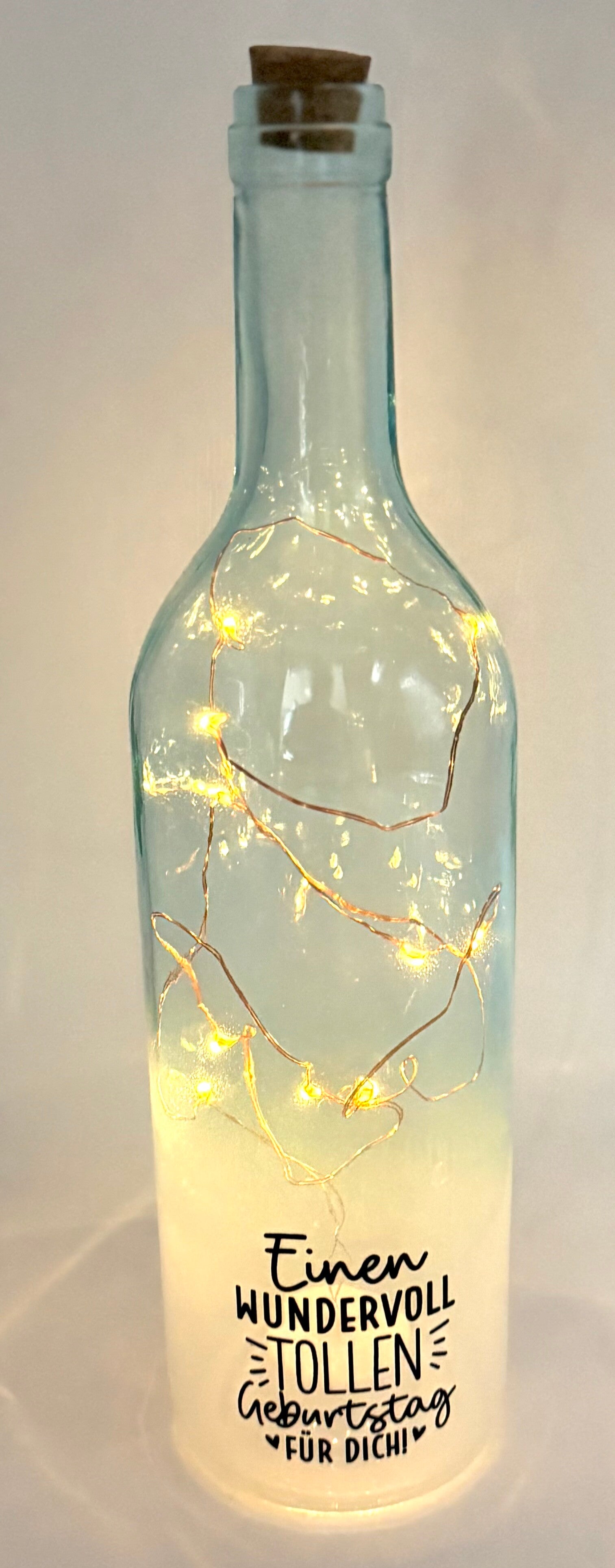 Glasflasche beleuchtbar mit Spruch
