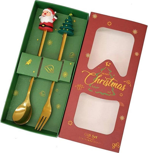 Set Dessert Bestek Kerst 2- delig