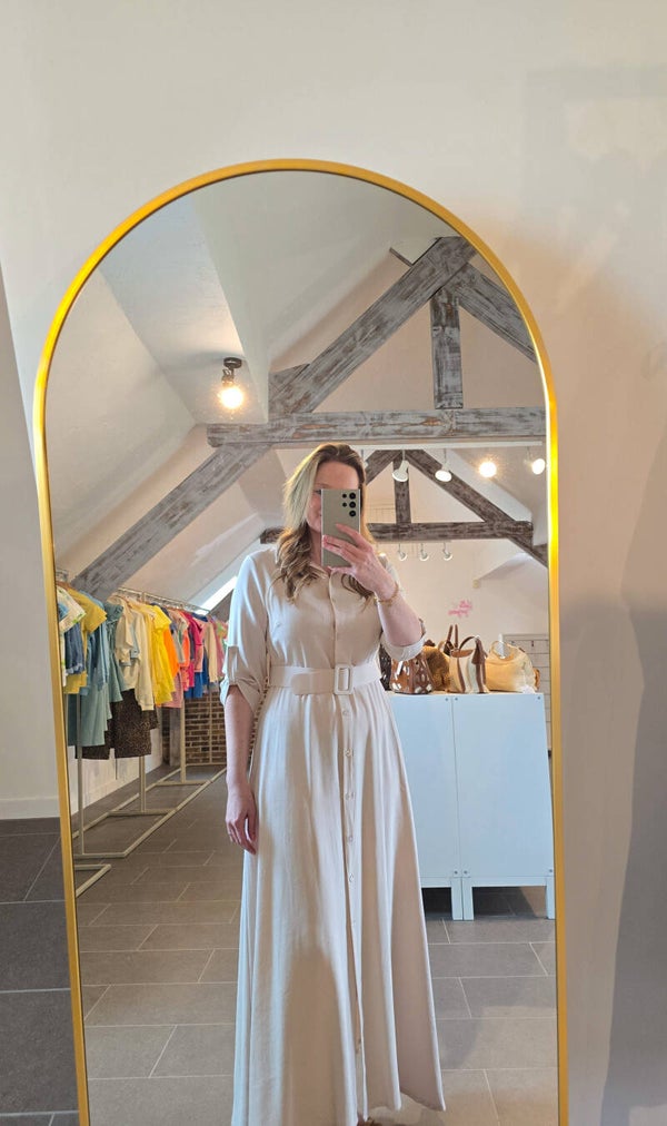 Maxi Jurk Beige met Ceintuur