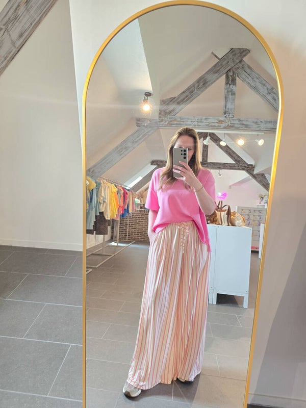 Broek geel/roze streep