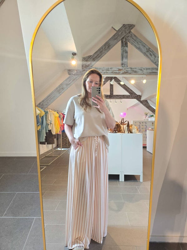 Broek bruin/beige streep