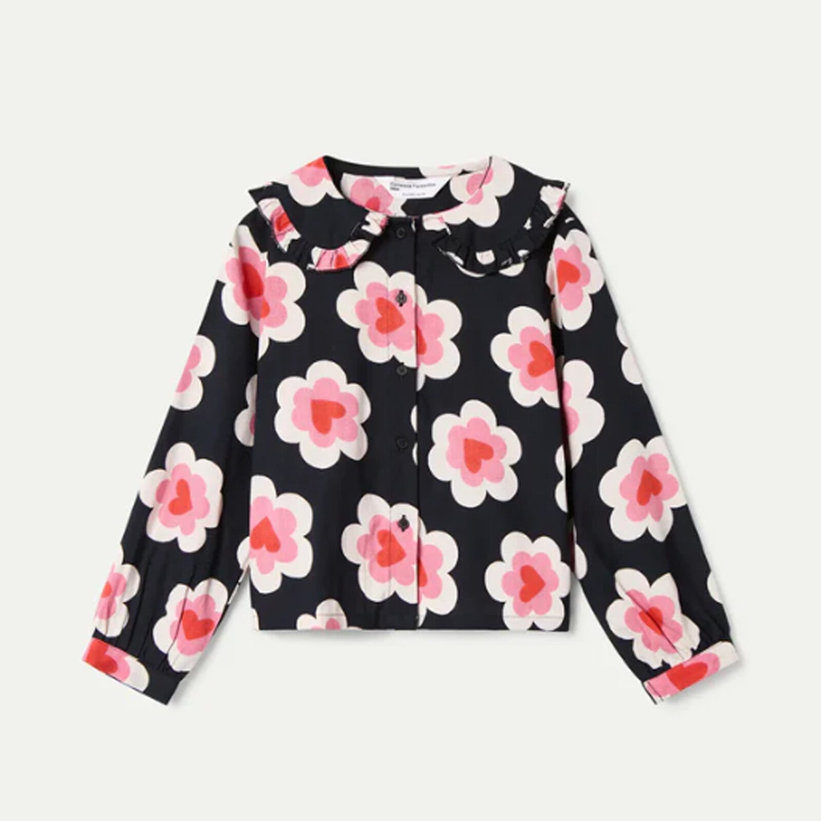 Blouse zwart hartjes