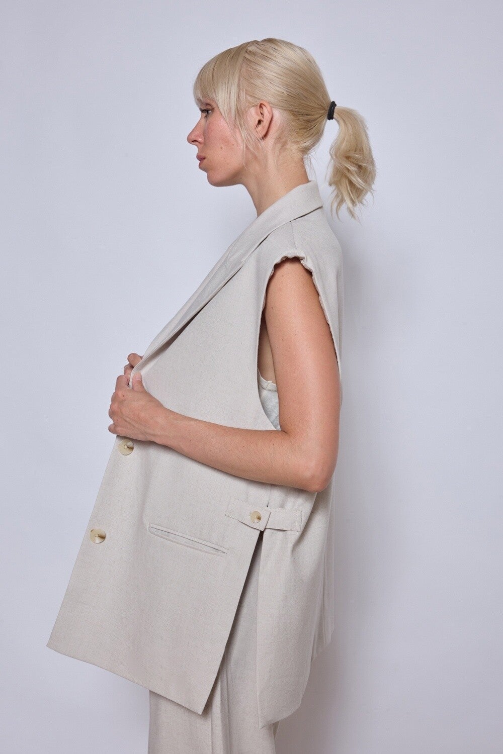 Oversized Gilet Beige