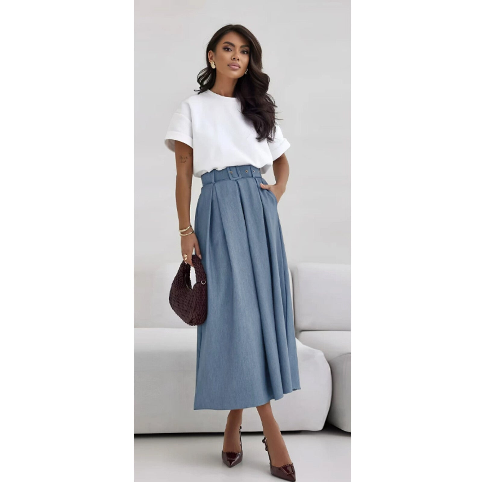 Maxi Rok Blauw