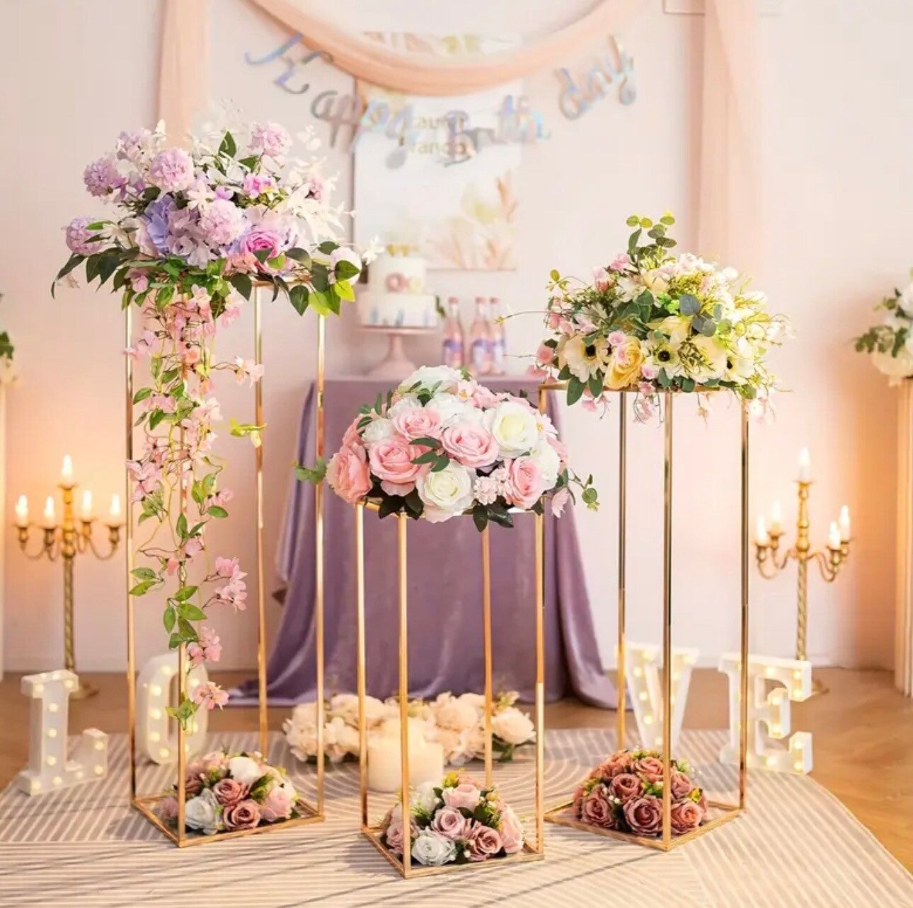 Rectangular Metal Cake Stand - Gold (set of 2)