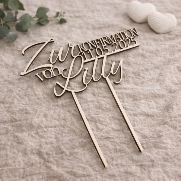 Cake Topper Kommunion/Konfirmation/Taufe, personalisiert