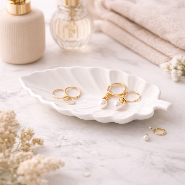 Blatt-Schale aus Keramik – Schmuck- & Seifenablage